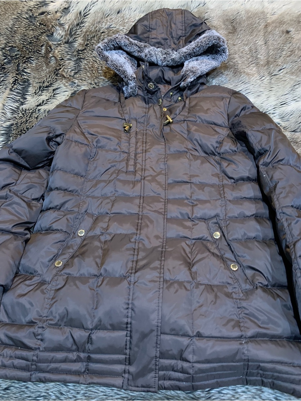 Nautica Brown Mid-Length Quilted Puffer Jacket Size XL